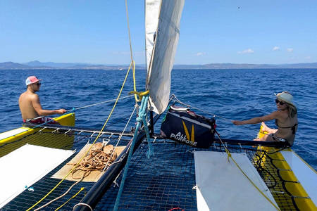 Sortie catamaran voile ile Porquerolles